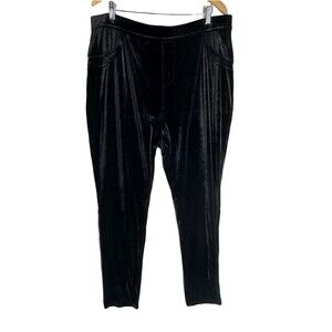 NWT Calvin Klein Womens Velvet Velour Pull On Modern Legging Black Plus Size 2X